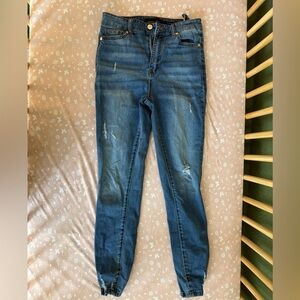 Kendall & Kylie Dark Blue Skinny Jeans with Light Distressing